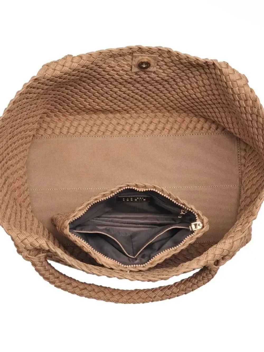 NWT Sol and Selene Sky's the Limit Large Woven Tote Bag Nude Tan